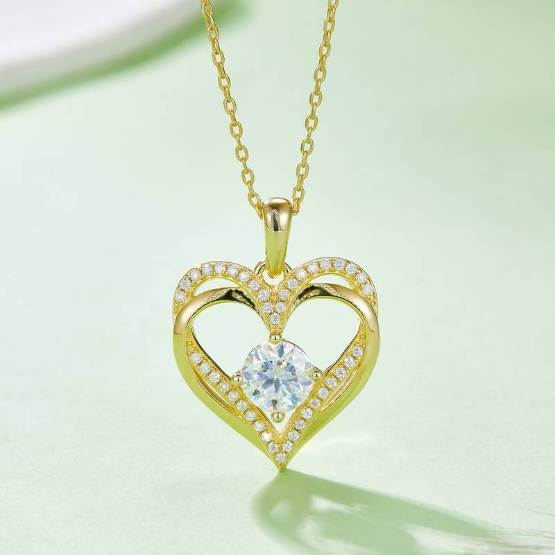 圆形爱心PendantS925银Moissanite厘石D级1.2ct
